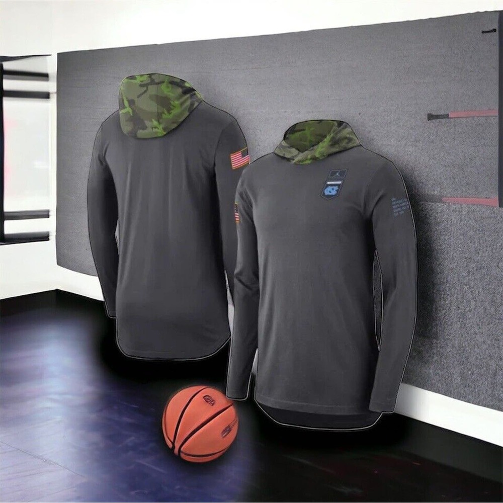 Nike Jordan On Field Camo UNC Tar Heels Long-Sleeve Hooded Top SZ M NWT